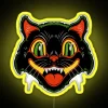 Vintage Inspired Halloween Decoration with Black Cat Face LED Sign