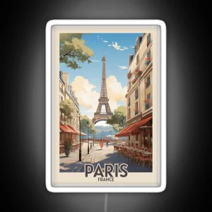 Retro Vintage Paris Poster With Eiffel Tower Travel Poster RGB Neon Sign