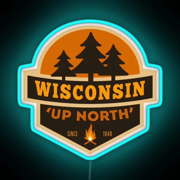Retro Wisconsin Up North RGB Neon Sign