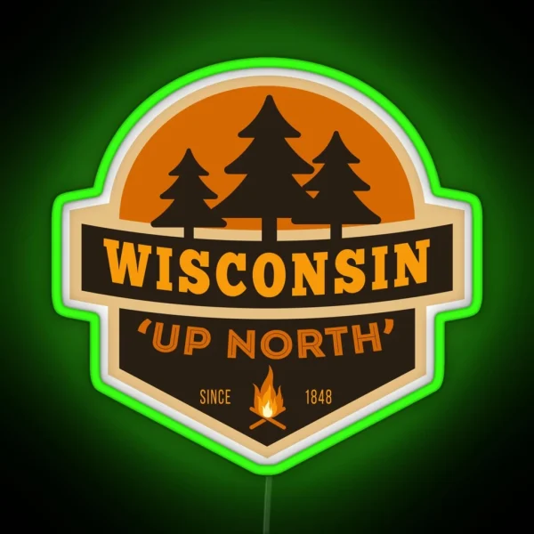 Retro Wisconsin Up North RGB Neon Sign