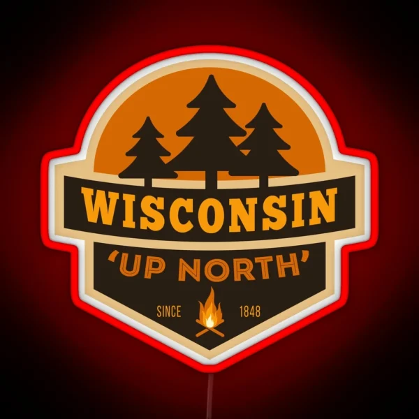 Retro Wisconsin Up North RGB Neon Sign