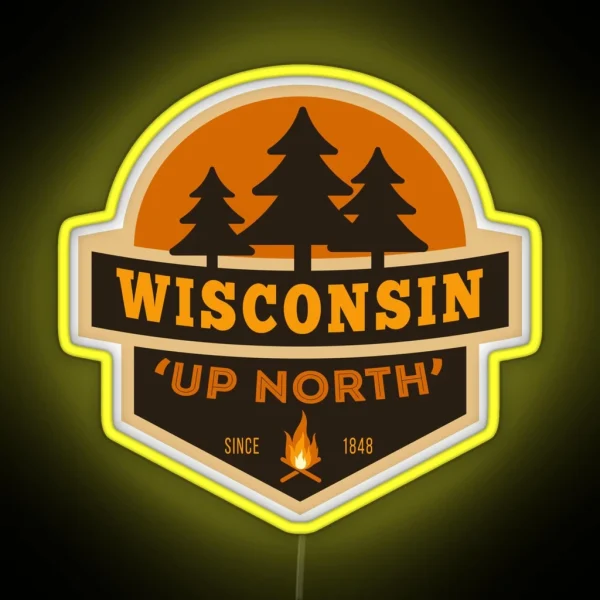Retro Wisconsin Up North RGB Neon Sign