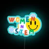 Vintage Neon Sign with Floral Pattern Celebrating Female STEM Pioneers