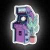 Neon retrofuturistic arcade sign with customizable color changing LED lights effect