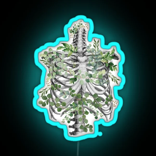 Ribcage Rib Cage Anatomy Skeleton Eucaliptus RGB Neon Sign