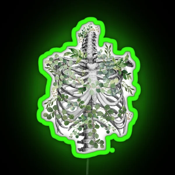 Ribcage Rib Cage Anatomy Skeleton Eucaliptus RGB Neon Sign