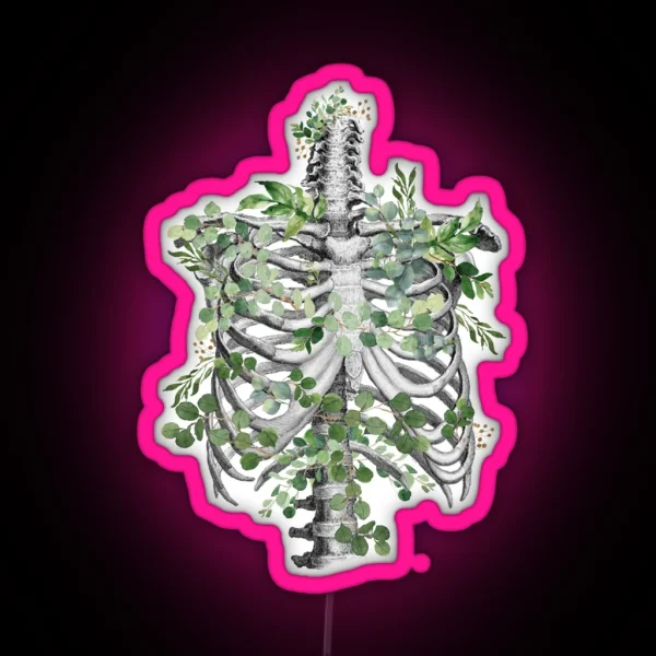 Ribcage Rib Cage Anatomy Skeleton Eucaliptus RGB Neon Sign