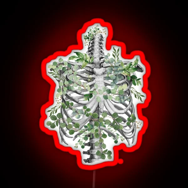 Ribcage Rib Cage Anatomy Skeleton Eucaliptus RGB Neon Sign