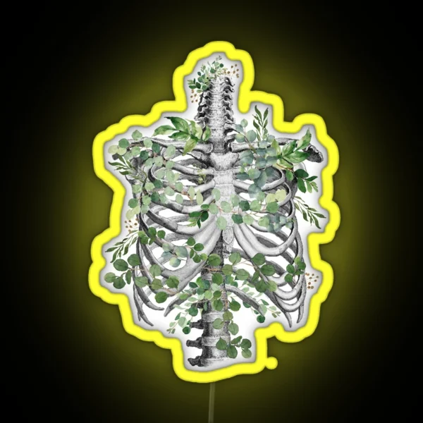Ribcage Rib Cage Anatomy Skeleton Eucaliptus RGB Neon Sign