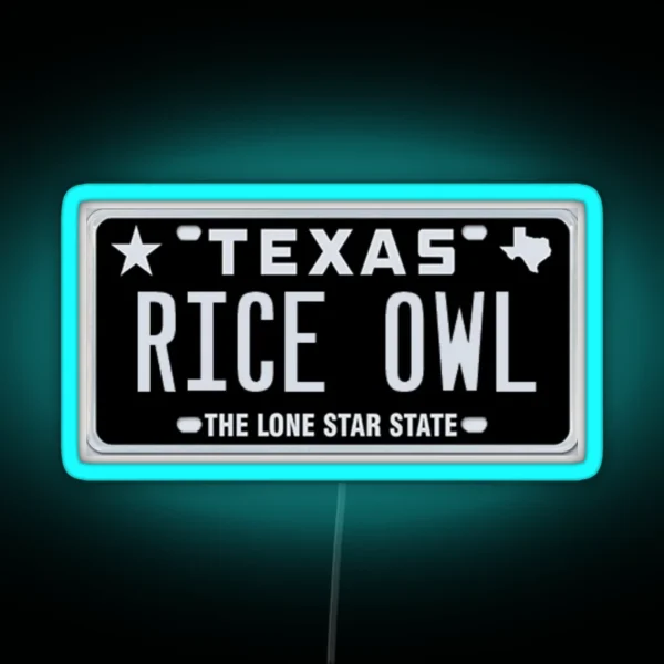 Rice University Texas License Plate Led RGB Neon Sign