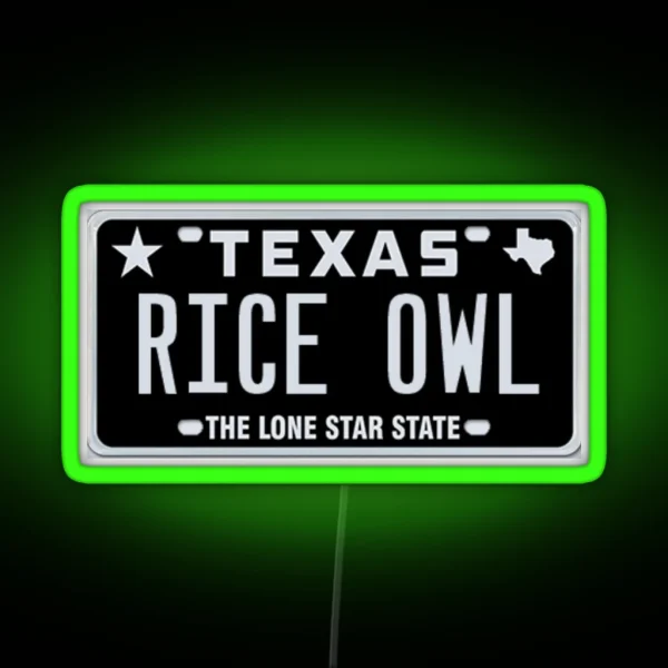 Rice University Texas License Plate Led RGB Neon Sign