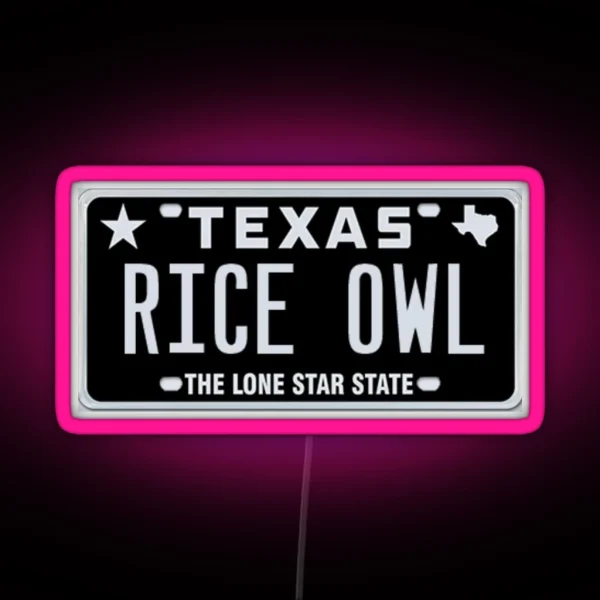 Rice University Texas License Plate Led RGB Neon Sign