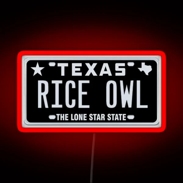Rice University Texas License Plate Led RGB Neon Sign