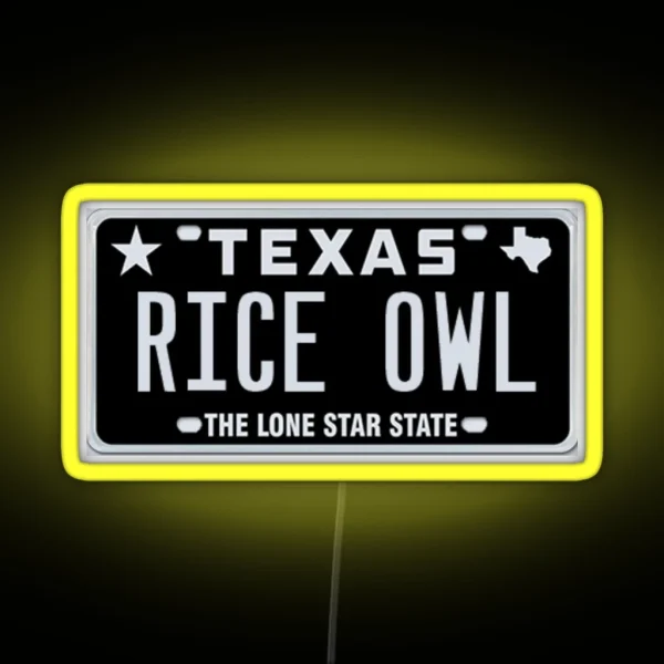 Rice University Texas License Plate Led RGB Neon Sign