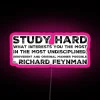 Vintage-inspired Feynman quote on colorful RGB LED physics science decor