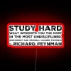 Authentic Feynman quote on science and curiosity in vibrant colors.