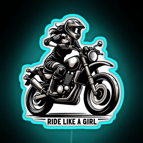 Ride Like A Girl Black And White Vintage RGB Neon Sign