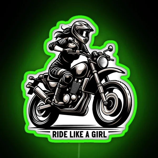 Ride Like A Girl Black And White Vintage RGB Neon Sign