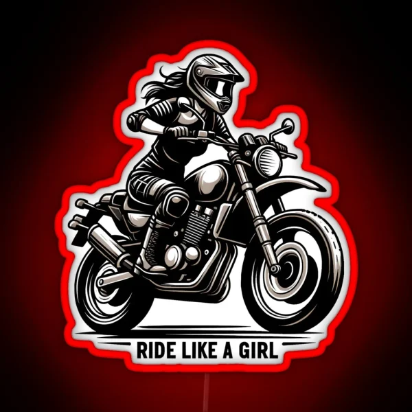 Ride Like A Girl Black And White Vintage RGB Neon Sign