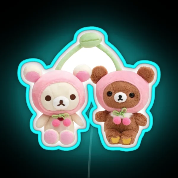 Rilakkuma And Korilakkuma In Cherry Hat RGB Neon Sign