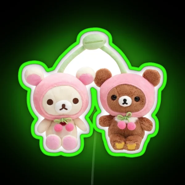 Rilakkuma And Korilakkuma In Cherry Hat RGB Neon Sign