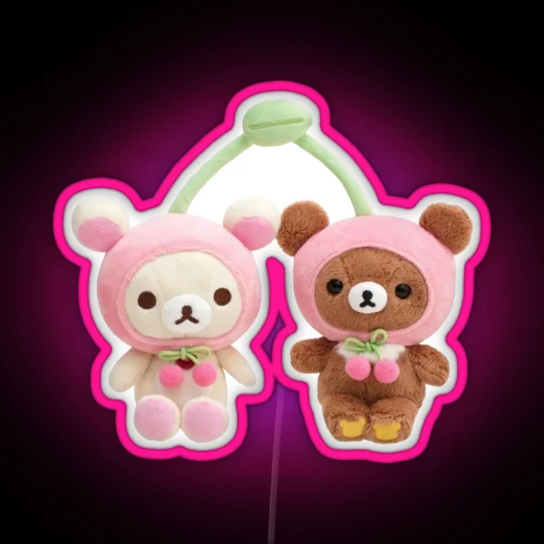 Rilakkuma And Korilakkuma In Cherry Hat RGB Neon Sign