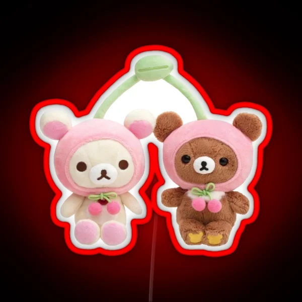Rilakkuma And Korilakkuma In Cherry Hat RGB Neon Sign
