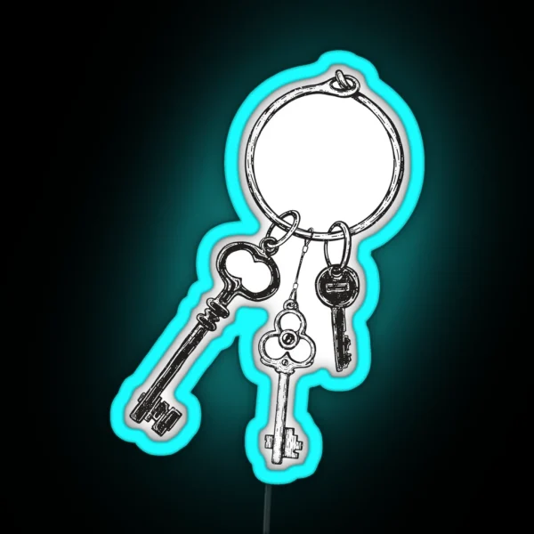 Ring Of Vintage Skeleton Keys Black RGB Neon Sign