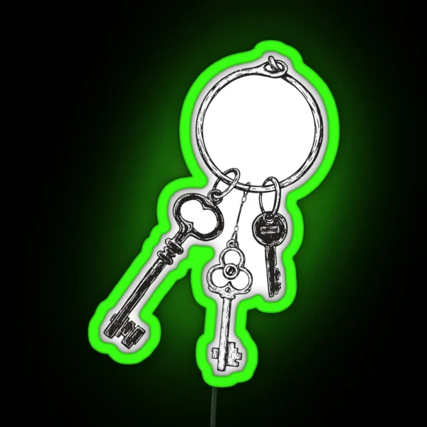 Ring Of Vintage Skeleton Keys Black RGB Neon Sign