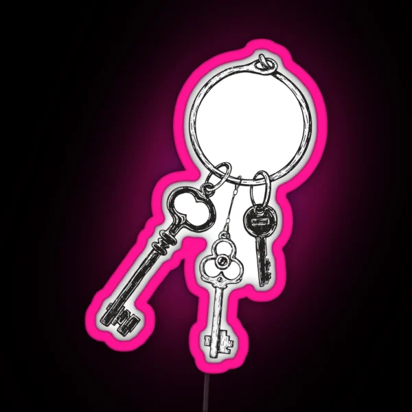 Ring Of Vintage Skeleton Keys Black RGB Neon Sign