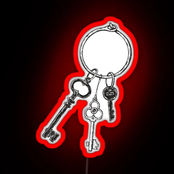 Ring Of Vintage Skeleton Keys Black RGB Neon Sign