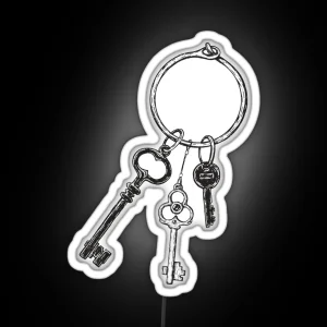 Ring Of Vintage Skeleton Keys Black RGB Neon Sign