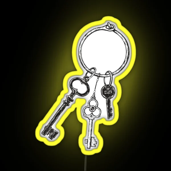 Ring Of Vintage Skeleton Keys Black RGB Neon Sign