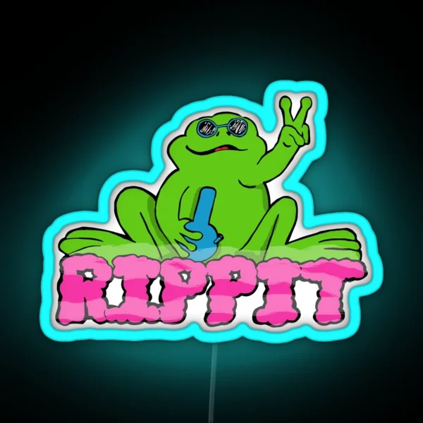 Rippit The Stoner Frog Peace Sign RGB Neon Sign