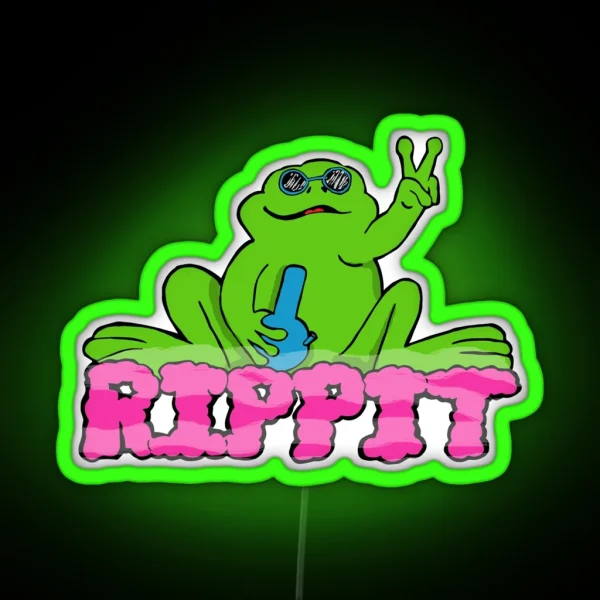 Rippit The Stoner Frog Peace Sign RGB Neon Sign