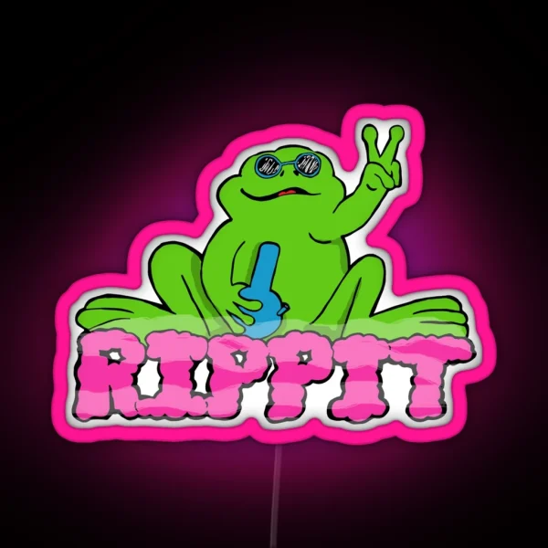 Rippit The Stoner Frog Peace Sign RGB Neon Sign