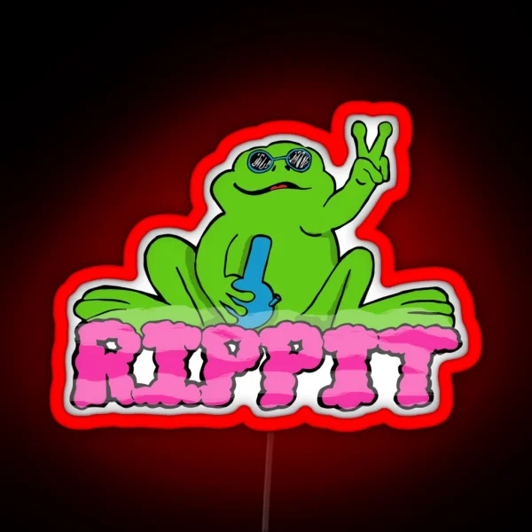 Rippit The Stoner Frog Peace Sign RGB Neon Sign