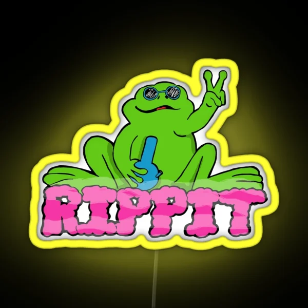 Rippit The Stoner Frog Peace Sign RGB Neon Sign