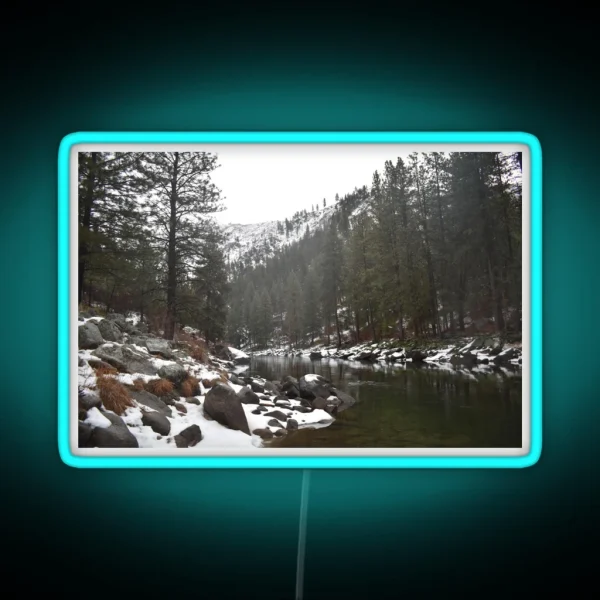 River In A Snowy Mountain RGB Neon Sign