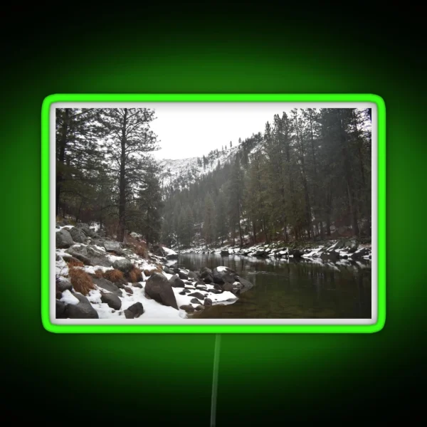 River In A Snowy Mountain RGB Neon Sign