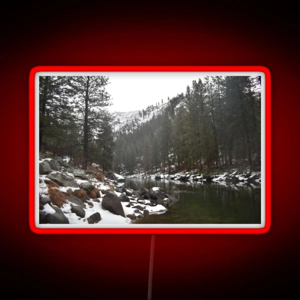 River In A Snowy Mountain RGB Neon Sign