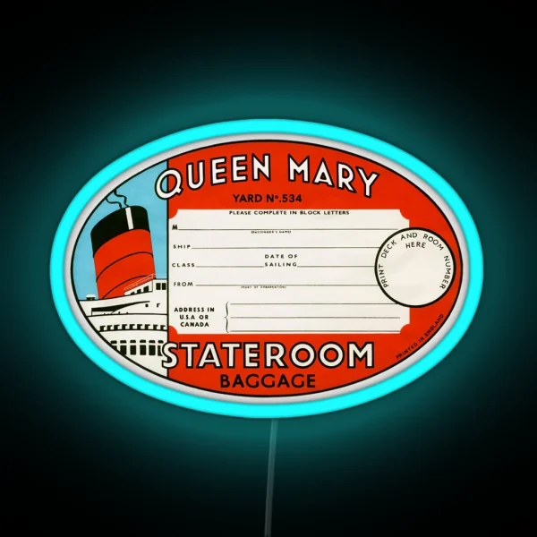 RMS Queen Mary Luggage Tag RGB Neon Sign