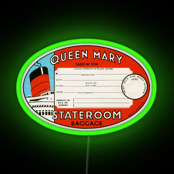 RMS Queen Mary Luggage Tag RGB Neon Sign