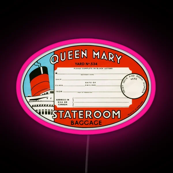 RMS Queen Mary Luggage Tag RGB Neon Sign