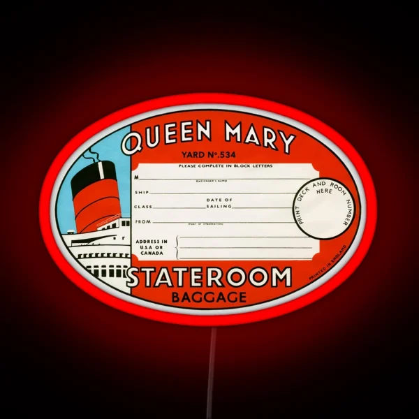 RMS Queen Mary Luggage Tag RGB Neon Sign