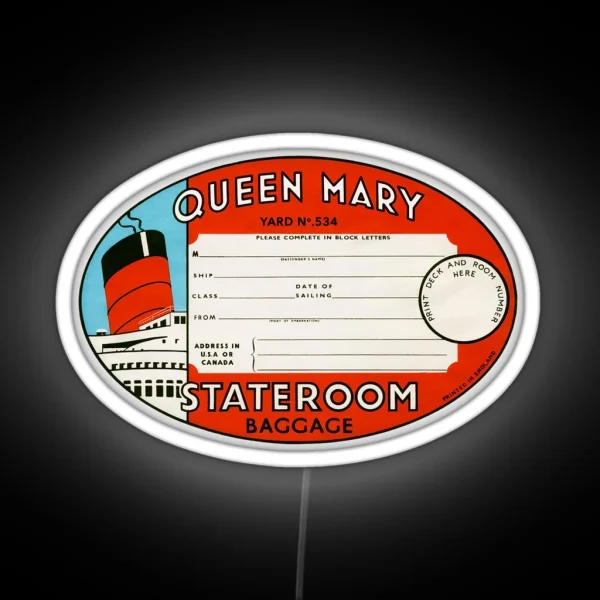 RMS Queen Mary Luggage Tag RGB Neon Sign