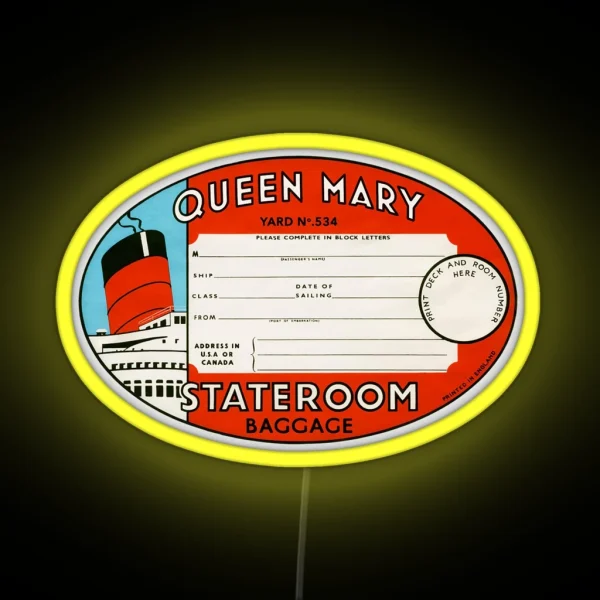 RMS Queen Mary Luggage Tag RGB Neon Sign
