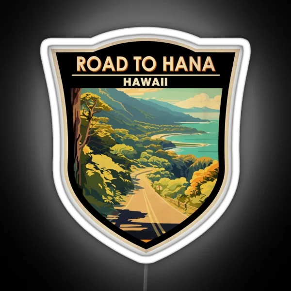 Road To Hana Maui Hawaii Badge RGB Neon Sign