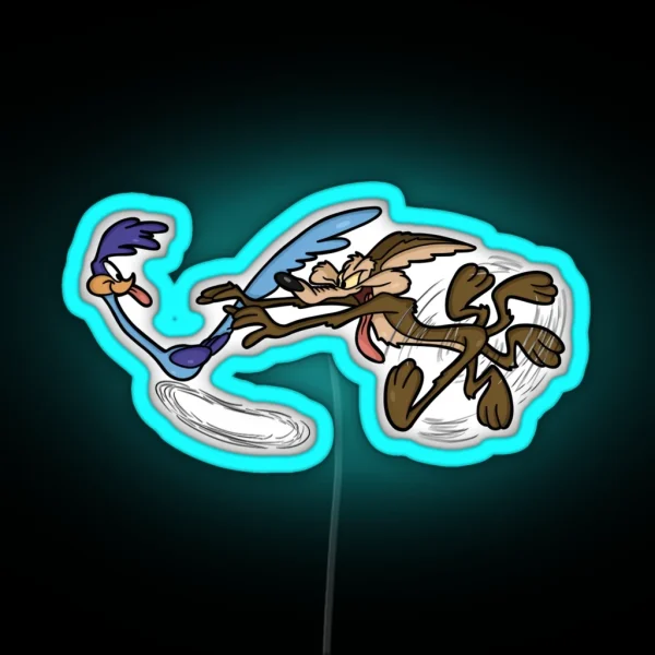 Roadrunner El Correcaminos Coyote RGB Neon Sign