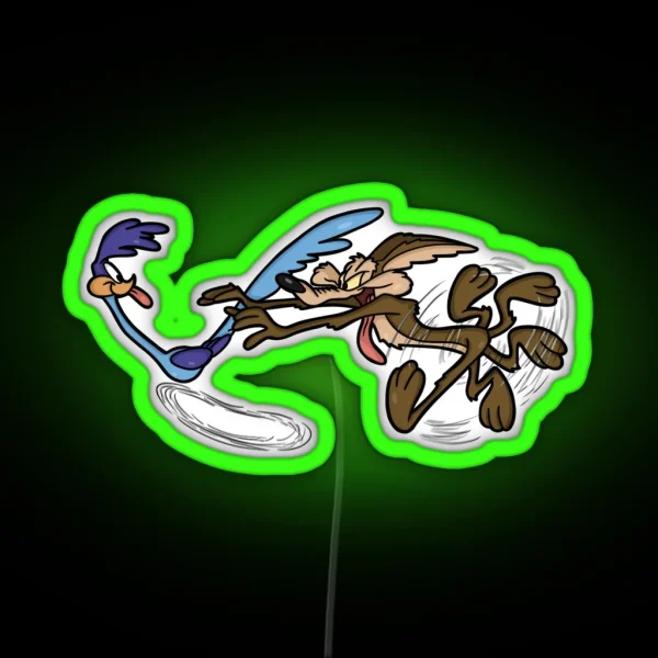 Roadrunner El Correcaminos Coyote RGB Neon Sign